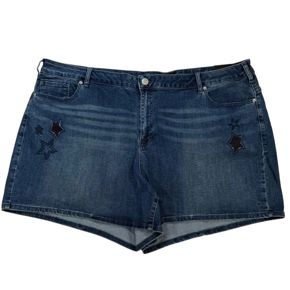 Venezia Pants - Venezia Lane Bryant Star Patch Denim Shorts Blue Medium Wash Plus Size 28